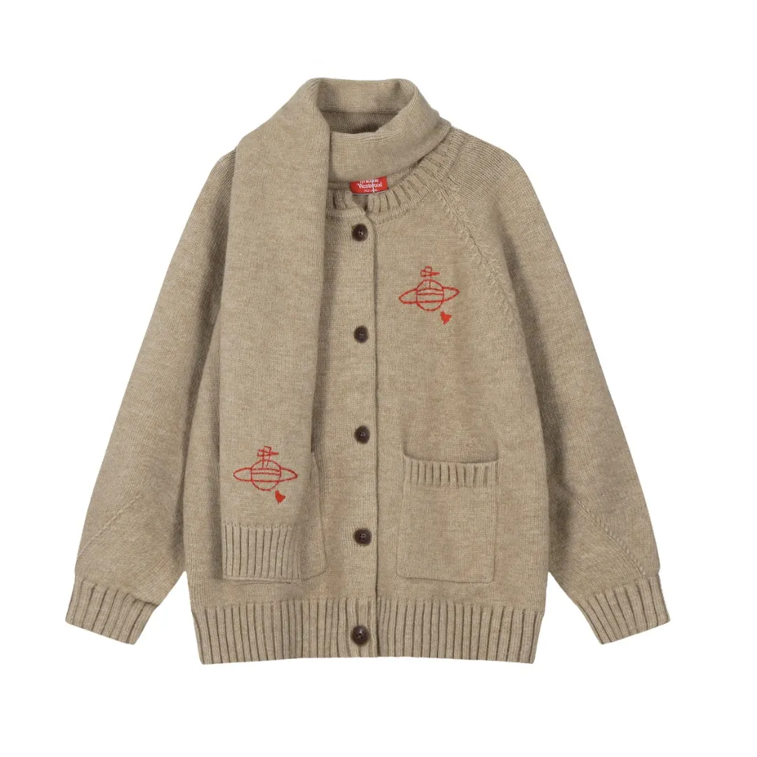 VIVI128 vivienne west wood scarf cardigan top original restoration size 1 code 2 code color coffee dark gray